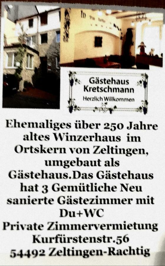 Gaestehaus Kretschmann Zeltingen-Rachtig Exterior foto
